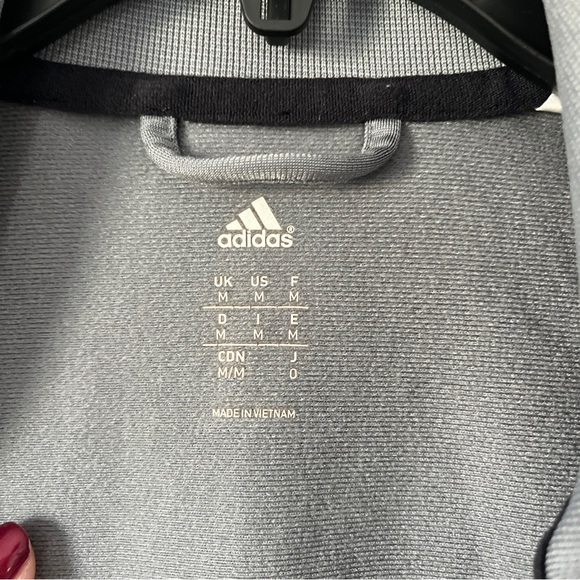 Adidas Gray-Black Track Jacket Sweatshirt Mens Medium Black Stripes No Hood - Picture 5 of 5